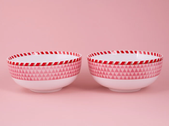 Набор салатников 2шт 160 мм, форма Восточная, рисунок Зимняя история (розовый) арт. 81.11371.00.1, 