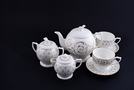Сервиз чайный Жемчуг на форме Жемчужина, 7 предметов на 2 персоны, арт 61.20975.00.1