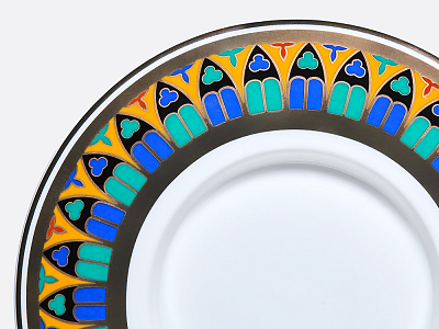 Бокал с блюдцем и крышкой 390 мл в подарочной упаковке, форма Топ, рисунок Готический 10, арт. 81.34169.00.1