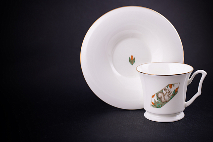 Чашка с блюдцем кофейная, рисунок Конфета Белочка, форма Юлия, арт 61.21056.00.1