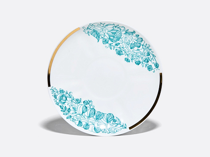 Чашка с блюдцем чайная 200 мл форма Гвоздика рисунок Лето Зеленое арт. 81.20071.00.1