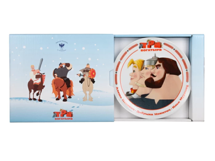 Подарочный набор декоративный 200 мм форма Эллипс рисунок Три богатыря арт. 81.25187.00.1, 
