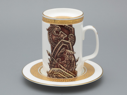 Подарочный набор Бокал с блюдцем и крышкой форма Топ рисунок Слава Веков бронза, арт. 81.33062.00.1, 