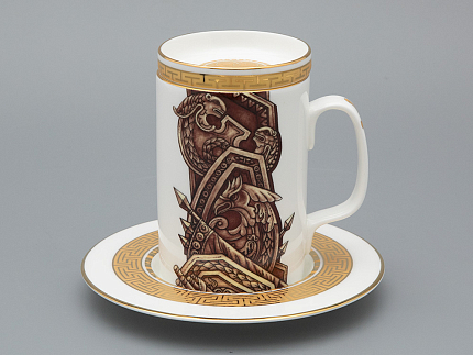 Подарочный набор Бокал с блюдцем и крышкой форма Топ рисунок Слава Веков бронза, арт. 81.33062.00.1