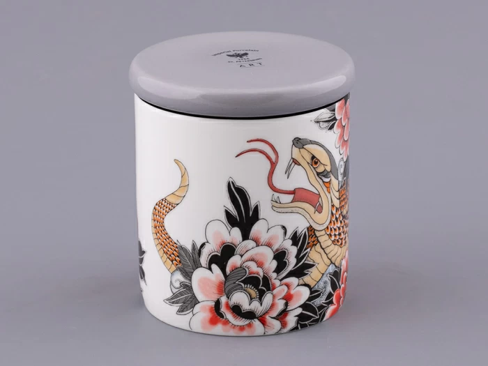 Свеча ароматическая в подарочной упаковке, форма top, рисунок Tattoo SERPENTA аромат Зимний лес, арт. 81.32803.00.1, серпента