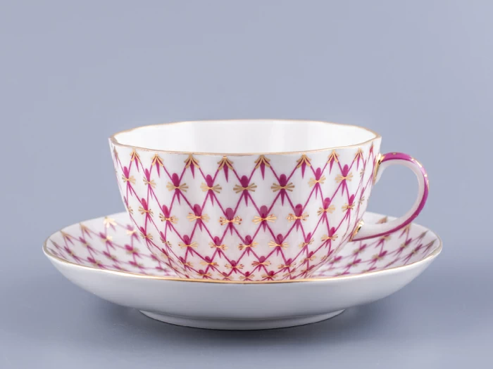 Чашка с блюдцем чайная форма Тюльпан рисунок Сетка-Блюз 2 арт. 81.24812.00.1, 