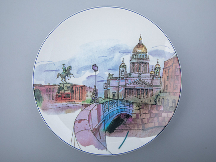 Декоративная тарелка 195 мм форма Эллипс рисунок Санкт-Петербург. Синий мост арт. 80.88387.00.1