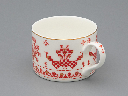 Чашка с блюдцем 250 мл форма Премиум рисунок Петушки-гребешки, арт 81.33558.00.1