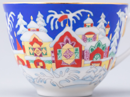 Чашка с блюдцем чайная 250 мл форма Весенняя рисунок Зимняя сказка арт. 81.10473.00.1, 