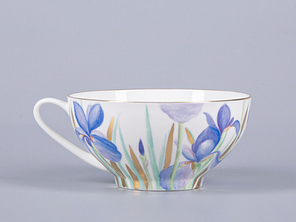 Чашка с блюдцем чайная 300мл, форма Купольная, рисунок Ирисы 2, арт 81.29657.00.1