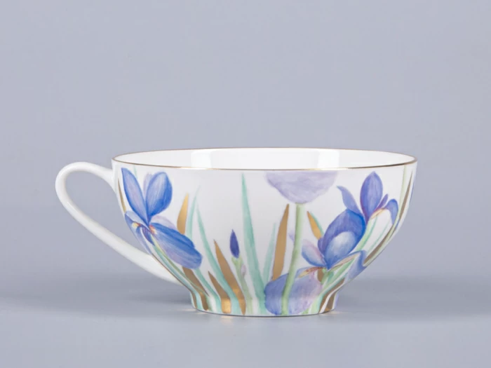 Чашка с блюдцем чайная 300мл, форма Купольная, рисунок Ирисы 2, арт 81.29657.00.1, 