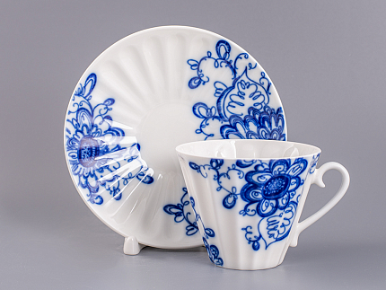 Чашка с блюдцем чайная форма Лучистая рисунок Гарден, арт. 81.28661.00.1