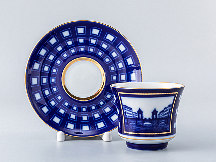 Чашка с блюдцем чайная 220 мл форма Банкетная рисунок Старо-Калинкин мост арт. 81.16036.00.1