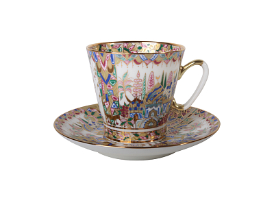 Чашка с блюдцем кофейная 80 мл.,  форма Черный кофе, рисунок Дары востока арт. 81.14682.00.1