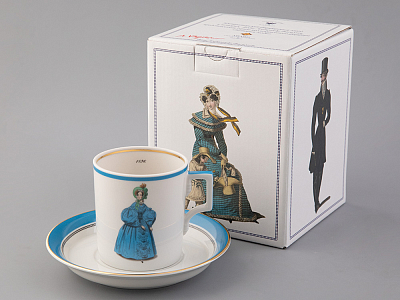 Чашка с блюдцем чайная 220 мл форма Гербовая рисунок Modes de Paris 1836 арт. 81.25417.00.1