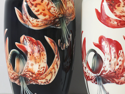 Ваза форма Китайская среднего размера рисунок Ирисы Лилия светлый, арт 80.47140.00.1