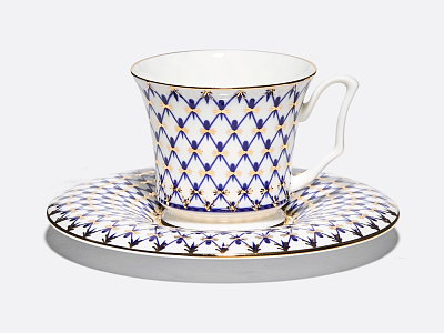 Чашка с блюдцем кофейная 145 мл форма Юлия рисунок Кобальтовая сетка арт. 81.20119.00.1