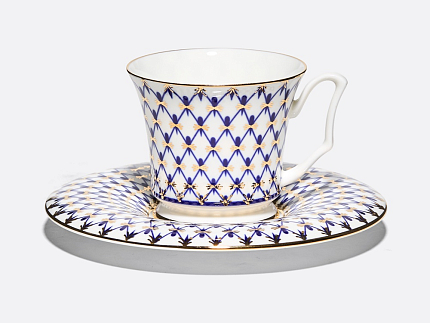 Чашка с блюдцем кофейная 145 мл форма Юлия рисунок Кобальтовая сетка арт. 81.20119.00.1