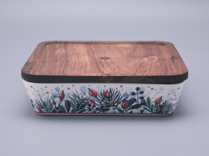 Набор для запекания с деревянной крышкой (2 предмета) в подарочной упаковке, форма Стандартная, рисунок Календа, арт 42.00075.00.1, 