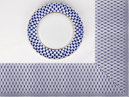 Подарочный набор Скатерть 180x180  с синей каймой арт. 14.01105.02