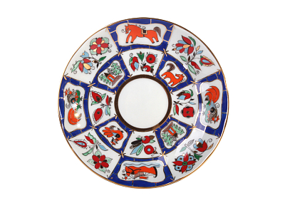 Чашка с блюдцем чайная 250 мл форма Тюльпан рисунок Русский лубок арт. 81.15068.00.1