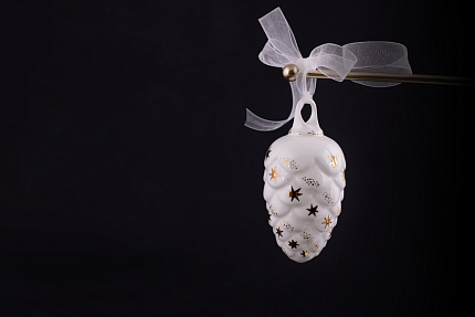 Елочная игрушка Шишка, рисунок Звездочки, арт 60.21177.00.1