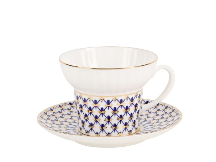 Трехпредметный комплект чайный форма Волна рисунок Кобальтовая сетка 155 мл арт. 81.15669.00.1, 