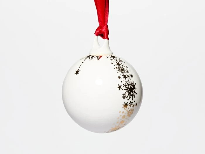 Елочная игрушка в подарочной упаковке, форма Шар с елкой, рисунок Звездопад, арт. 81.33931.00.1, 