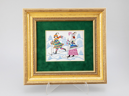 Подарочный набор Пласт в багете 43Х39 Прямоугольная Зимние забавы Лыжи, арт. 80.40584.00.1, 