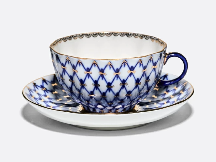 Чашка с блюдцем чайная 250 мл форма Тюльпан рисунок Кобальтовая сетка арт. 81.10105.00.1, 