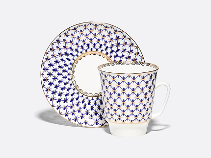 Чашка с блюдцем кофейная 165 мл.,  форма Майская,  рисунок Кобальтовая сетка арт. 81.14574.00.1