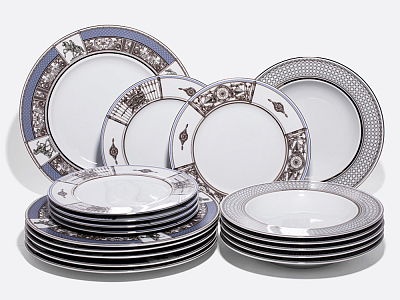 Сервиз столовый на 6 персон 18 предметов, форма Европейская, рисунок Серебряный город, арт. 81.11461.00.1