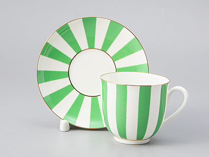 Чашка с блюдцем кофейная 180 мл.,  форма Ландыш 2, рисунок Да и нет (салатовый с отводкой) арт. 81.25353.00.5