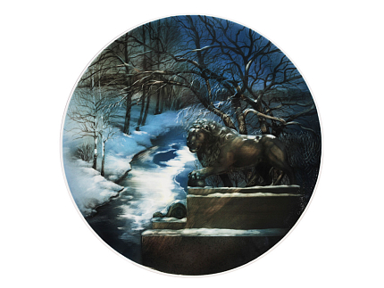 Блюдо декоративное 450 мм форма Круглая рисунок Зимний пейзаж. Лев арт. 80.89247.00.1
