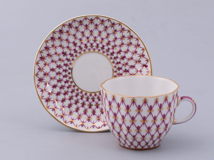 Чашка с блюдцем кофейная 140 мл.,  форма Тюльпан, рисунок Сетка-Блюз 2 арт. 81.29586.00.1, 