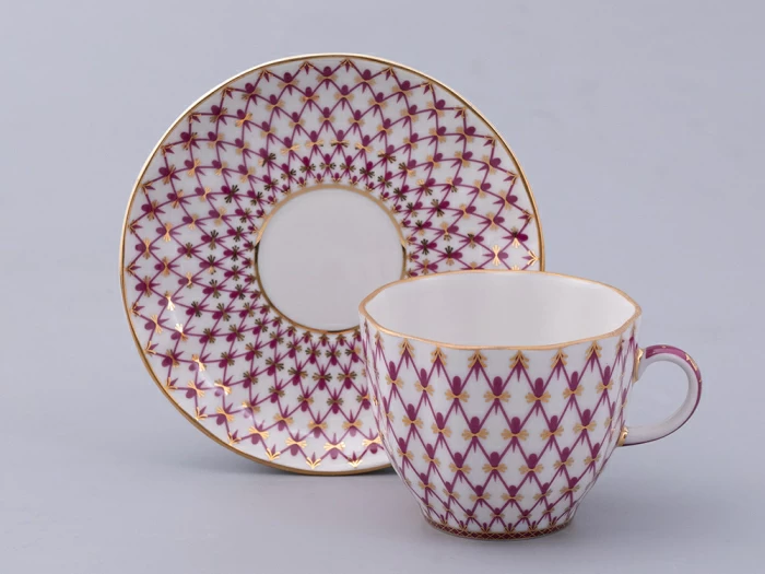 Чашка с блюдцем кофейная 140 мл.,  форма Тюльпан, рисунок Сетка-Блюз 2 арт. 81.29586.00.1, 