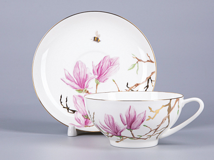 Чашка с блюдцем чайная 300мл, форма Купольная, рисунок Магнолия, арт 81.29660.00.1