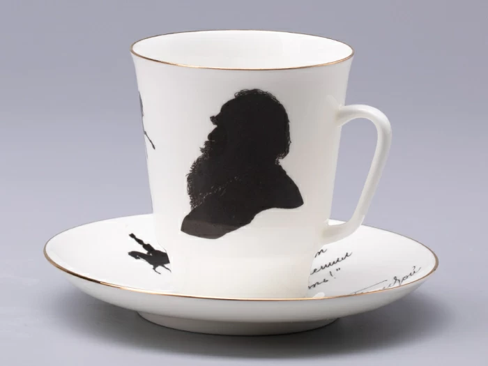 Чашка с блюдцем 165 мл форма Майская рисунок Русские писатели Толстой, арт. 81.31159.00.1, 