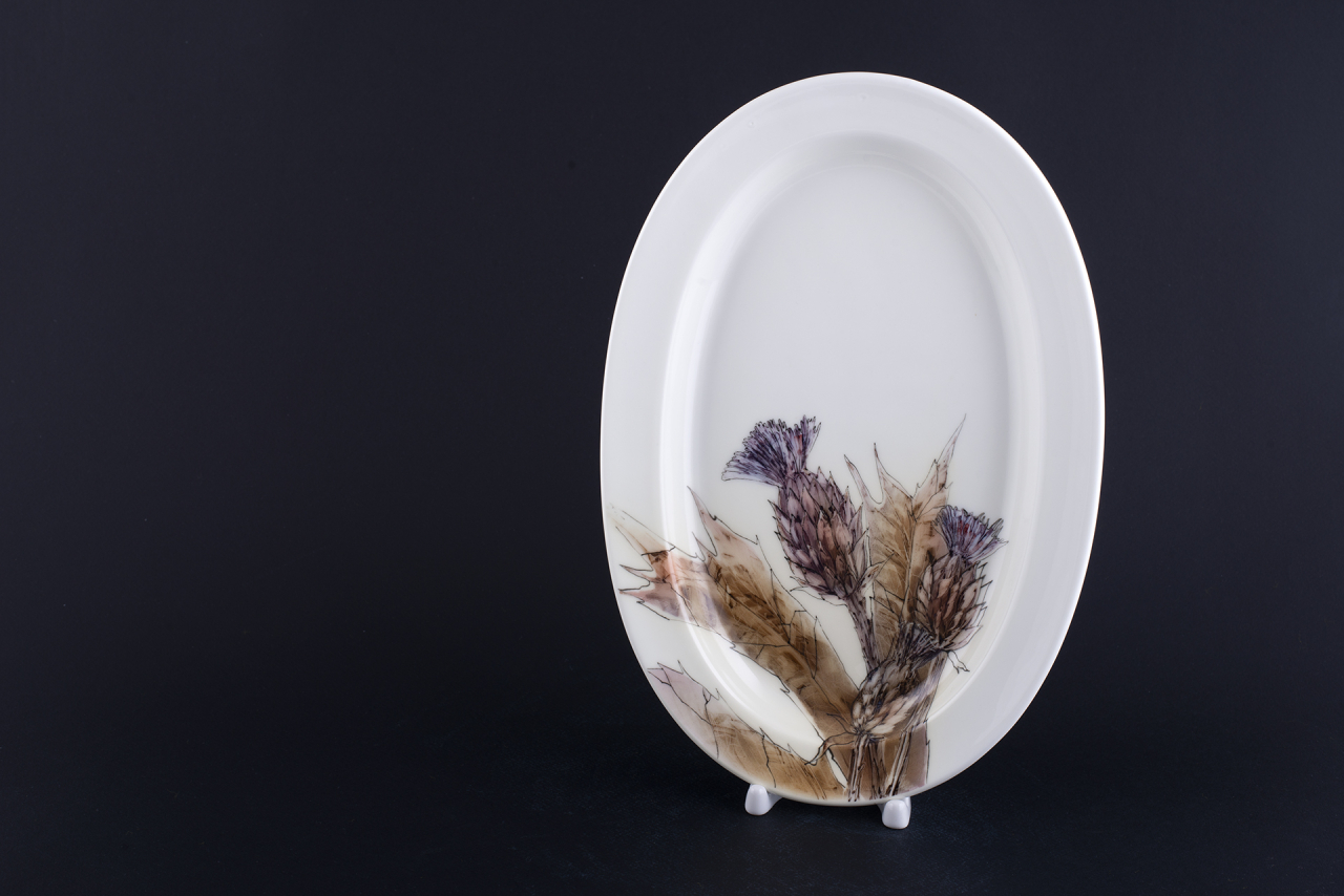 Блюдо овальное Татарник колючий на форме Молодежная арт 60.13546.00.1, 