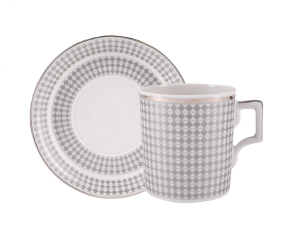 Чашка с блюдцем чайная форма Гербовая рисунок Зазеркалье. Ромбы арт. 81.27714.00.1, 