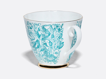 Чашка с блюдцем чайная 200 мл форма Гвоздика рисунок Лето Зеленое арт. 81.20071.00.1