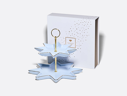 Подарочный набор этажерка 2-х ярусная форма Звезда рисунок Азур, арт. 81.27760.00.1