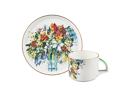 Чашка с блюдцем чайная форма Баланс рисунок Весенний букет/Spring Bouquet арт. 81.29232.00.1