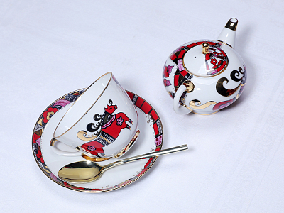 Чашка с блюдцем чайная 250 мл форма Весенняя рисунок Красный конь арт. 81.15308.00.1