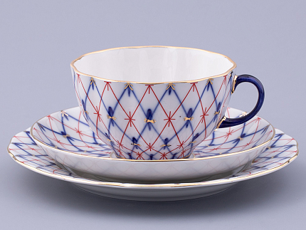 3-х предметный комплект чайный форма Тюльпан  рисунок Сетка 1950, арт. 81.31131.00.1