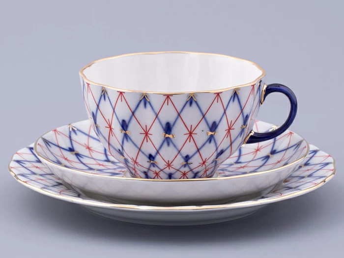 3-х предметный комплект чайный форма Тюльпан  рисунок Сетка 1950, арт. 81.31131.00.1, 