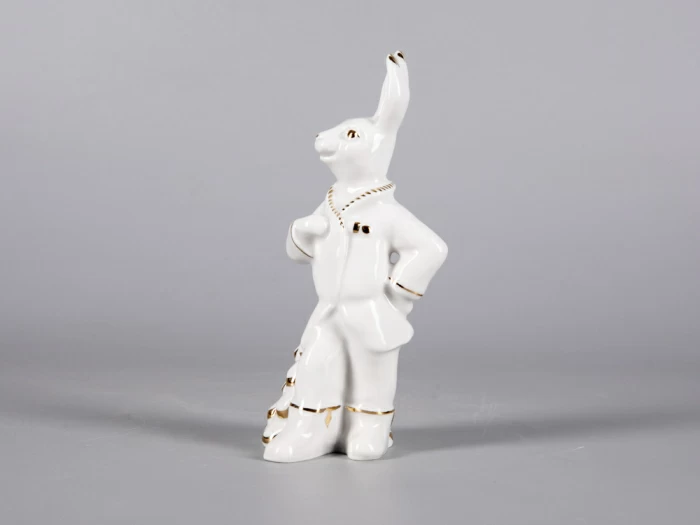 СКУЛЬПТУРА форма Заяц с ёлкой, рисунок Золотая ёлочка арт 82.42886.00.1, 