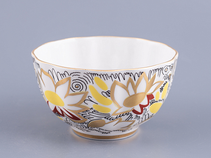 Чашка с блюдцем чайная 250 мл форма Тюльпан рисунок Золотые ромашки арт. 81.14667.00.1