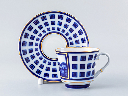 Чашка с блюдцем чайная 220 мл форма Банкетная рисунок Мост Ломоносова арт. 81.16037.00.1
