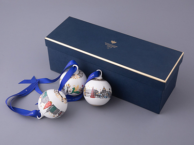 Подарочный набор Ёлочных украшений, форма Шар с петелькой, рисунок Рождественский Петербург, арт. 81.32760.00.1